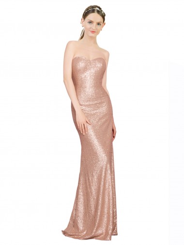 Cheap Sweetheart Full Length Long Sequin Bridesmaid Dress UK