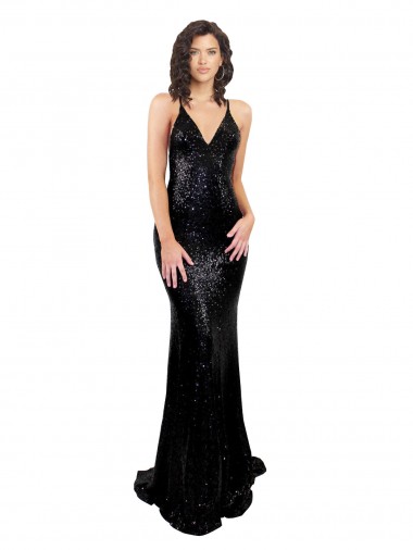 Cheap Sleek Fishtail Shaped Open Back Sequin Bridesmaid Dress UK