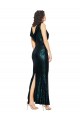 V-Neck Full Length Sequin Bridesmaid Dress with Draped Back