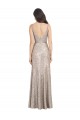 V-Neck Fully Sequin Bridesmaid Dress with V-Back and Front Slit