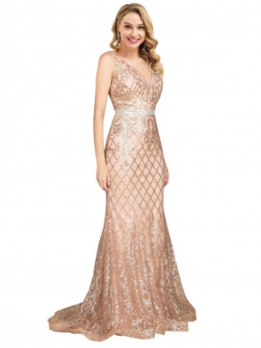 Cheap Sleek Long Mermaid Sparkling Sequin Bridesmaid Dress UK