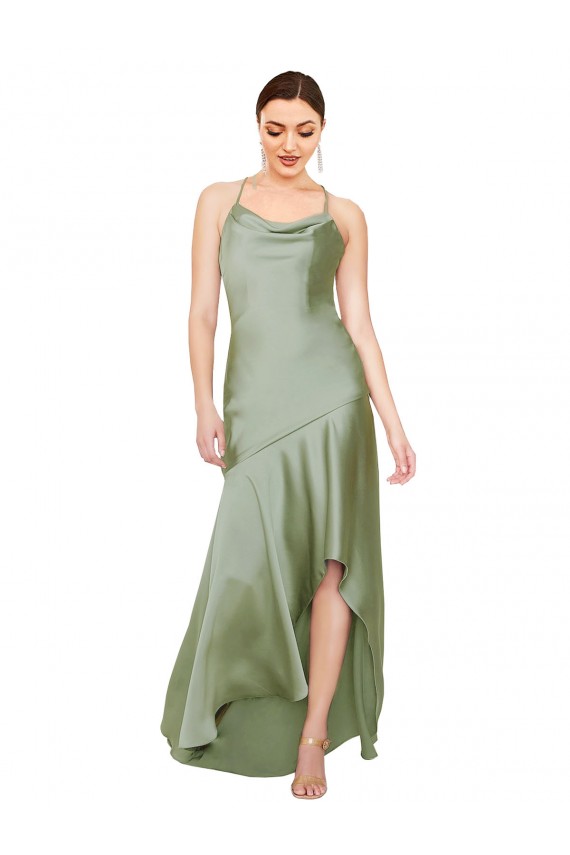Silky Satin Bridesmaid Dress with Bias Cut Skirt