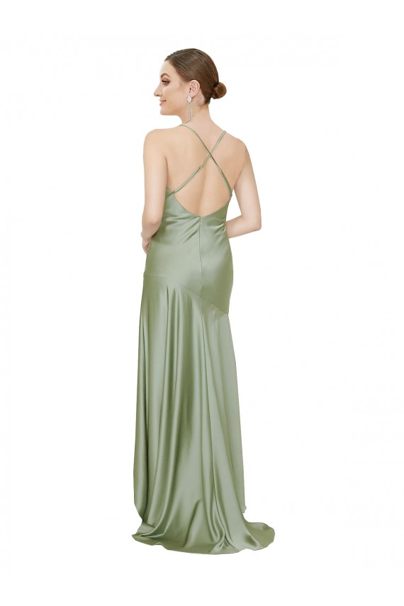 Silky Satin Bridesmaid Dress with Bias Cut Skirt