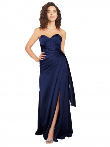 Cheap Floor Length Wrap Skirt Silky Satin Bridesmaid Dress UK