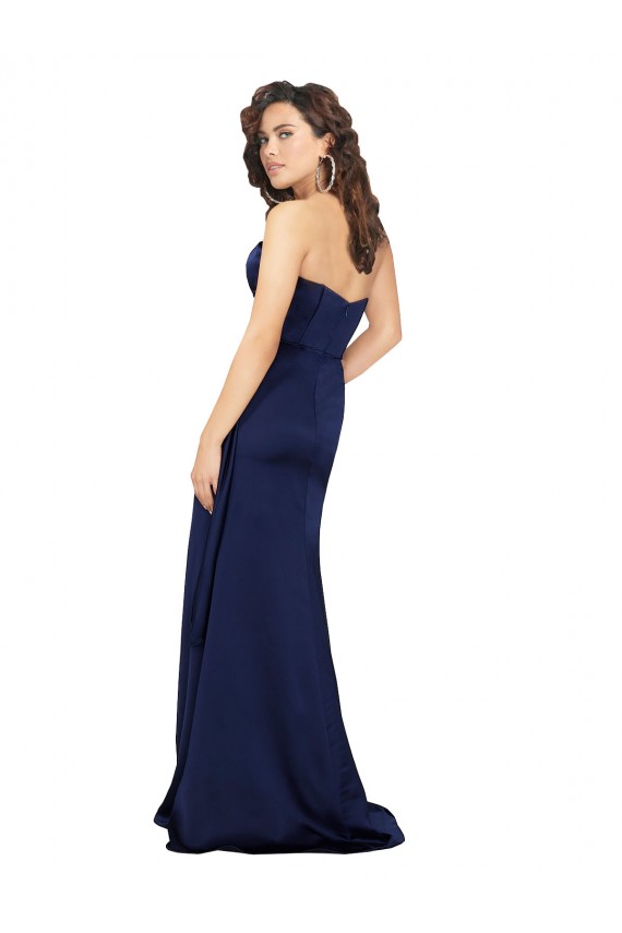 Floor Length Wrap Skirt Silky Satin Bridesmaid Dress