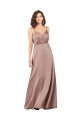 Subtle V-Neckline Silky Satin Bridesmaid Dress with Front Button Detail