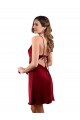 Midi Length Cowl Neck Silky Satin Short Bridesmaid Dress