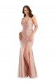 Deep V-Neck Silky Satin Mermaid Bridesmaid Dress with Side Slit