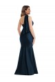Scarf Neck One Shoulder Silky Satin Mermaid Bridesmaid Dress with Front Slit