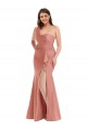 Cascade Ruffle One Shoulder Bustier Silky Satin Mermaid Bridesmaid Dress
