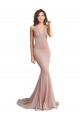 Deep V-Neck Mermaid Low Back Long Spandex Bridesmaid Dress