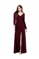 Long Sleeves Spandex Bridesmaid Gown with Front Slit
