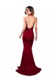 Halter Mermaid Plunge V-Neckline Open Back Bow Tie Spandex Bridesmaid Dress