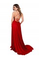 Lace Over Bodice Long Spandex Bridesmaid Dress with Slit