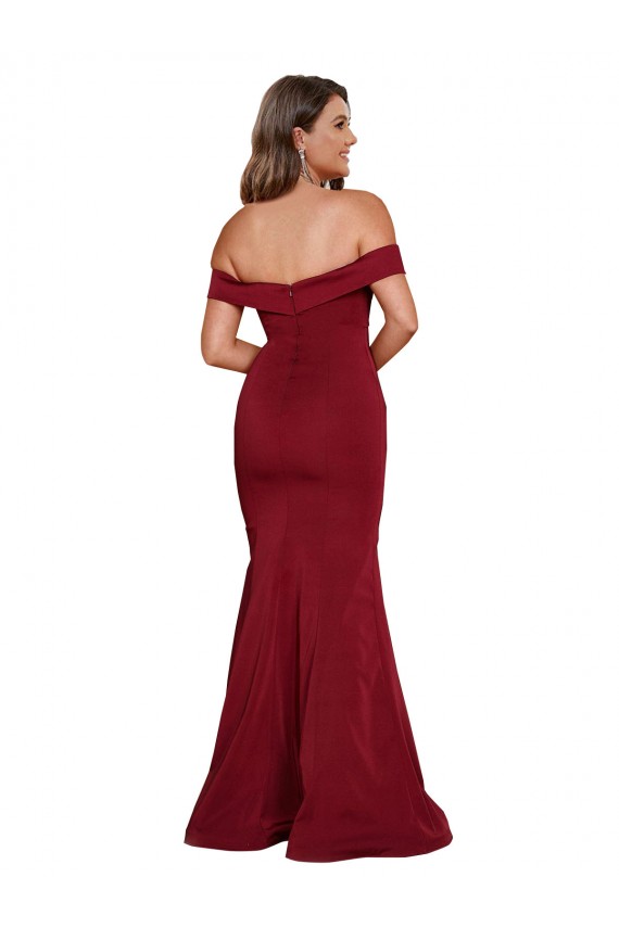 Off Shoulder Sleeves Sweetheart Neckline Long Spandex Bridesmaid Dress