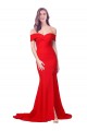 Criss Cross Full Length Long Crepe Bridesmaid Dress with Side Split