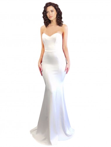 Cheap Sweetheart Strapless High Neck Long Crepe Bridesmaid Dress UK