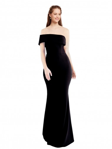 Cheap Asymmetrical Draped Off the Shoulder Banded Crepe Bridesmaid Dress UK