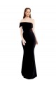 Asymmetrical Draped Off the Shoulder Banded Crepe Bridesmaid Dress