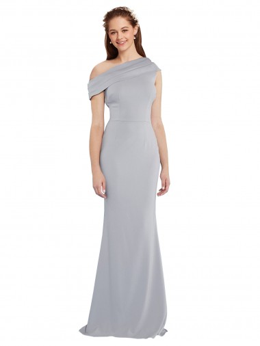 Cheap Off the Shoulder Asymmetrical Mermaid Crepe Bridesmaid Dress UK