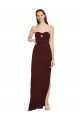 Twisted Strapless Keyhole Long Crepe Bridesmaid Dress with Slit