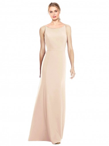 Cheap V-Spaghetti Strap Open Back Bateau Neck Trumpet Bridesmaid Dress UK