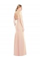 V-Spaghetti Strap Open Back Bateau Neck Trumpet Bridesmaid Dress