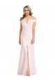 Off the Shoulder Notch Trumpet Bridesmaid Dress with Front Slit