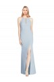 Full Length Sleeveless Halter Bridesmaid Dress with Keyhole Back
