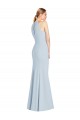 Full Length Sleeveless Halter Bridesmaid Dress with Keyhole Back