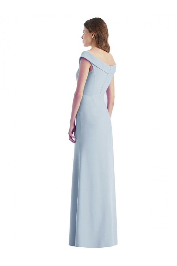 Romantic Off the Shoulder Long Maxi Bridesmaid Dress with Side Slit