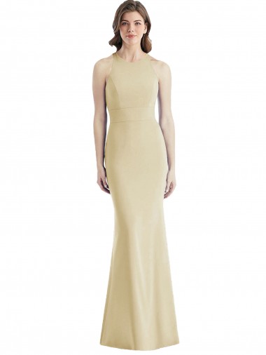 Cheap Criss Cross Twist Cutout Back Trumpet Bridesmaid Dress UK