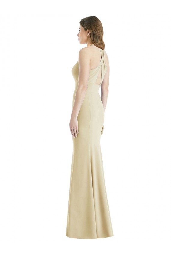 Criss Cross Twist Cutout Back Trumpet Bridesmaid Dress