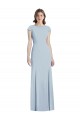 Bateau Neck Cap Sleeves Open Back Trumpet Bridesmaid Dress