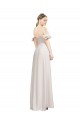 Double Ruffle Flounce Sleeves Crepe Bridesmaid Dress with Slit