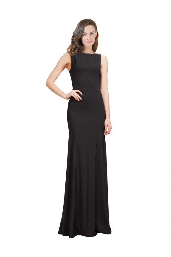 Sleeveless Bateau Neckline Crepe Bridesmaid Dress with Twist Back