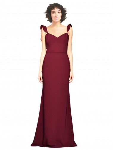 Cheap Crepe Slip Bridesmaid Dress with Ruffled Straps UK