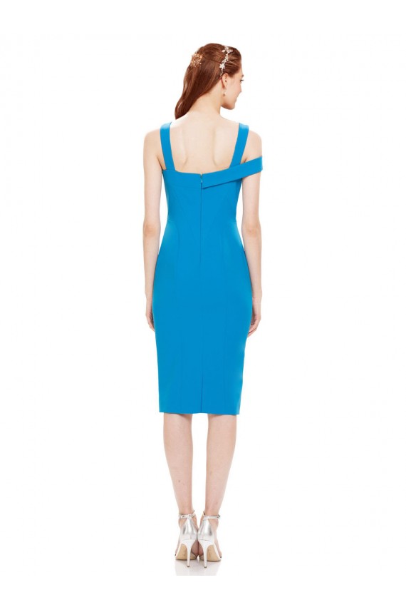 Sleeveless Crepe Cocktail Dress with Keyhole Off The Shoulder Detailing
