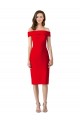 Off the Shoulder Square Neck Cocktail Length Bridesmaid Dress