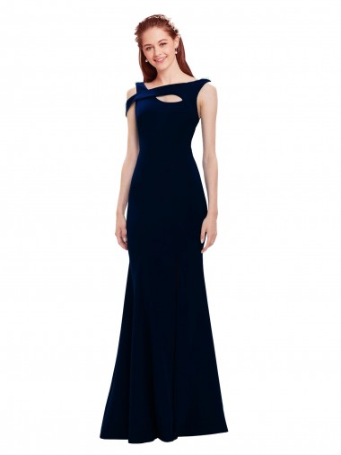 Cheap Sleeveless Crepe Mermaid Bridesmaid Dress with Side Slit UK