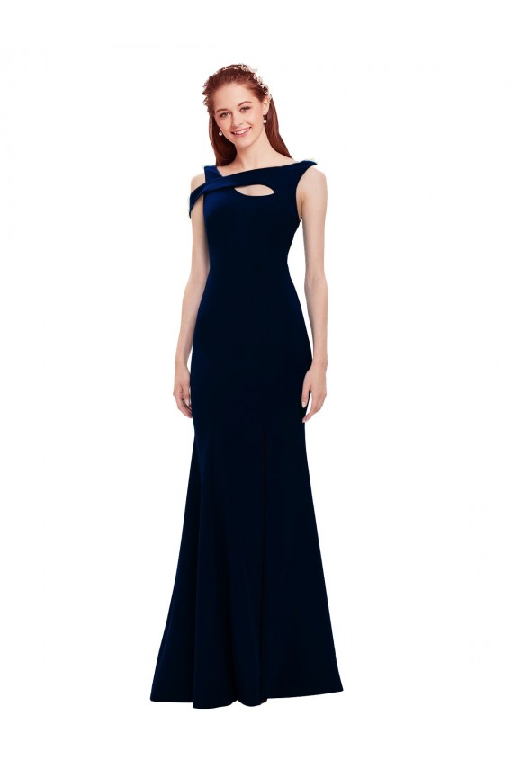 Sleeveless Crepe Mermaid Bridesmaid Dress with Side Slit