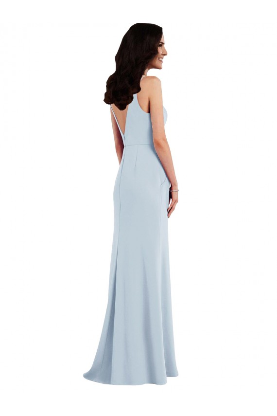 V Back Spaghetti Strap Maxi Bridesmaid Dress with Pockets