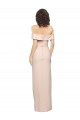 Off the Shoulder Long Crepe Bridesmaid Dress with Waist Tie and Slit