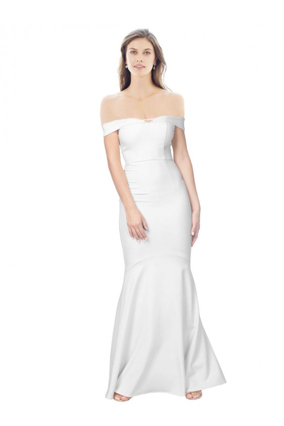 Mermaid Off the Shoulder Long Crepe Bridesmaid Dress with Low Back