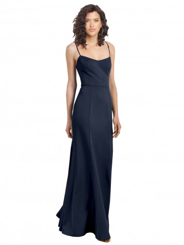 Cheap Fit and Flare Scoop Neck Long Sleeveless Stretch Crepe Bridesmaid Dress UK