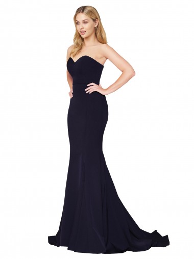 Cheap Sweetheart High Neck Sweep Train Sleeveless Crepe Bridesmaid Dress UK