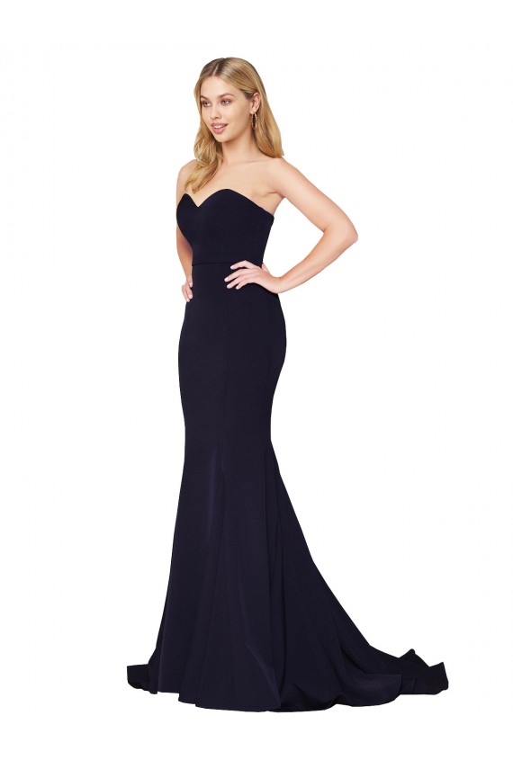 Sweetheart High Neck Sweep Train Sleeveless Crepe Bridesmaid Dress