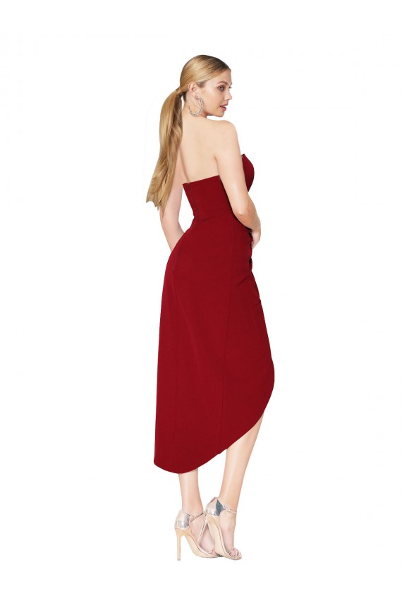 Cocktail Length Sweetheart Mermaid Wrap Crepe Bridesmaid Dress