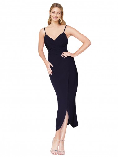 Cheap High Neck Spaghetti Straps Crepe Wrap Short Bridesmaid Dress UK