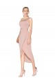 Knee Length One Shoulder Crepe Wrap Short Bridesmaid Dress